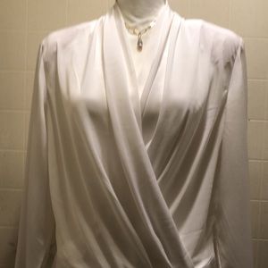 Speigel Ivory cross over dress blouse